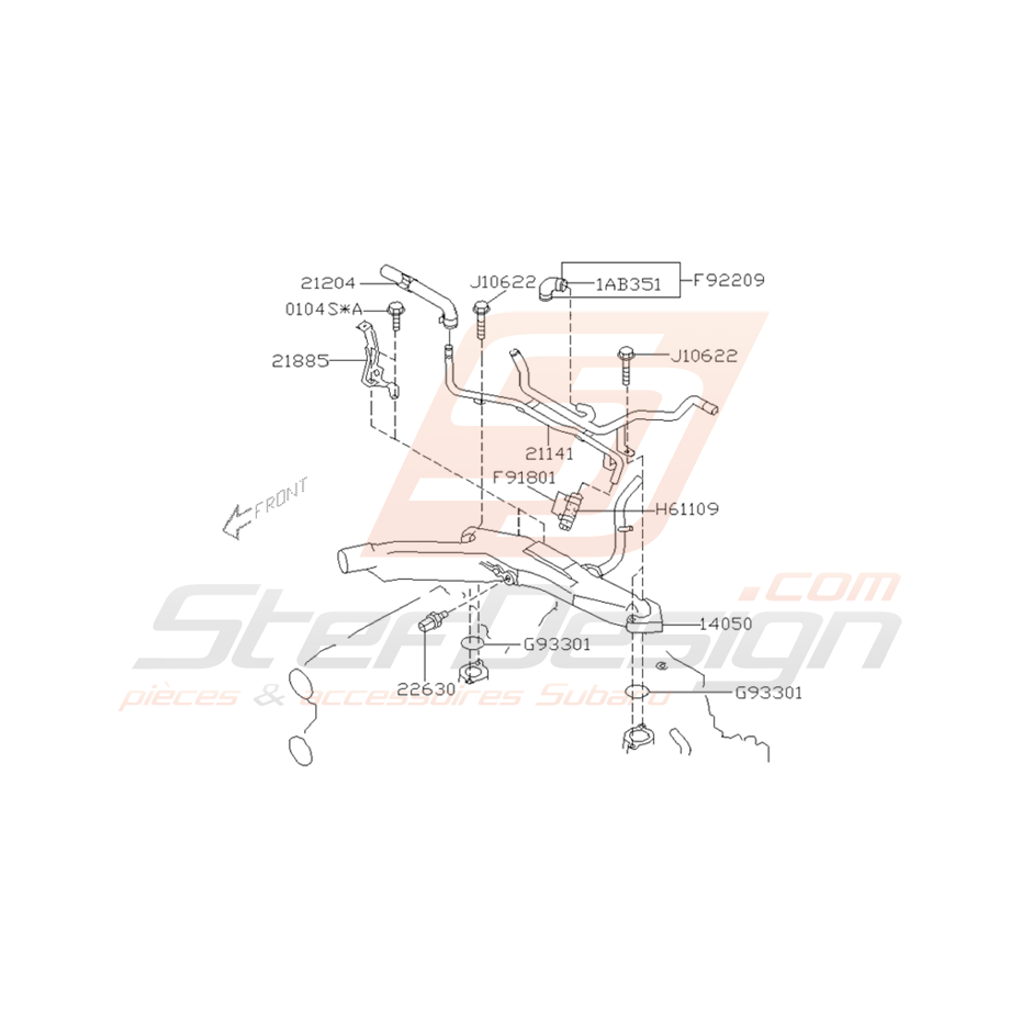 Schéma Pieuvre d'Eau Origine Subaru STI 2001 - 2002