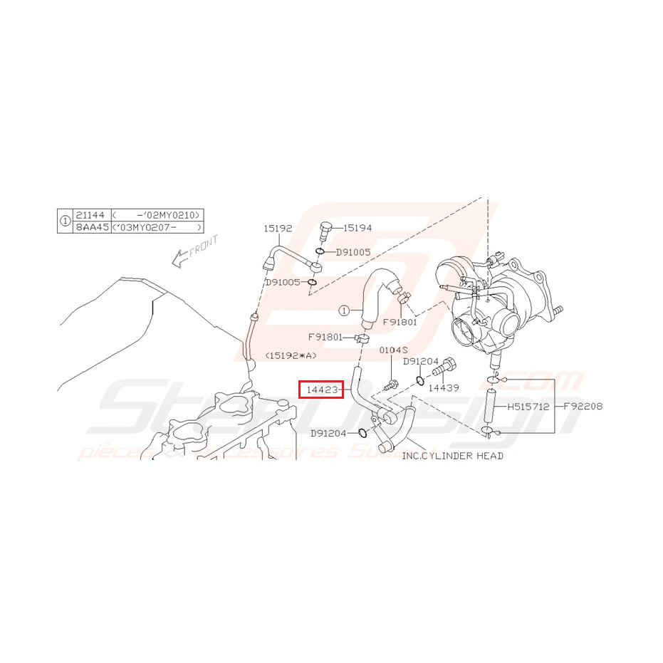 Tuyau turbo Origine Subaru STI 