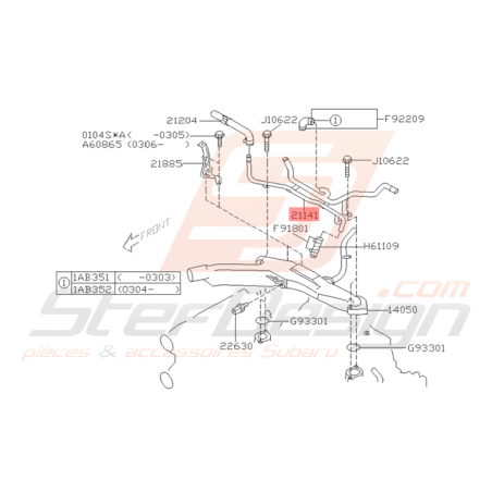 Durite Rigide d'Eau Origine Subaru STI 2003 - 2004