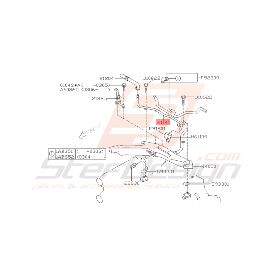 Durite Rigide d'Eau Origine Subaru STI 2003 - 2004