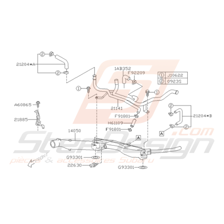 Schéma Pieuvre d'Eau Origine Subaru STI 2005