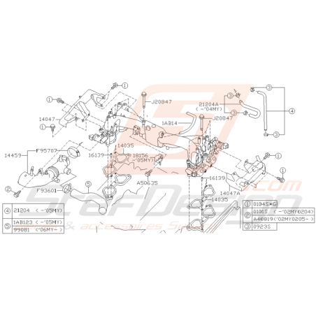 Schéma Système Collecteur d'Admission Subaru WRX/STI 01 - 05