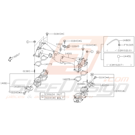 Schéma Collecteur d'Admission Origine Subaru WRX/STI 01 - 05