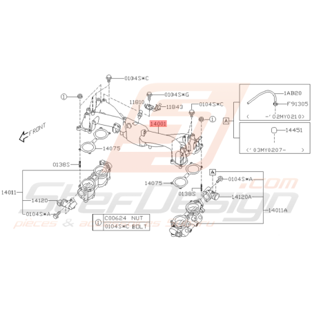 Collecteur d'admission Subaru STI 2001 - 2005