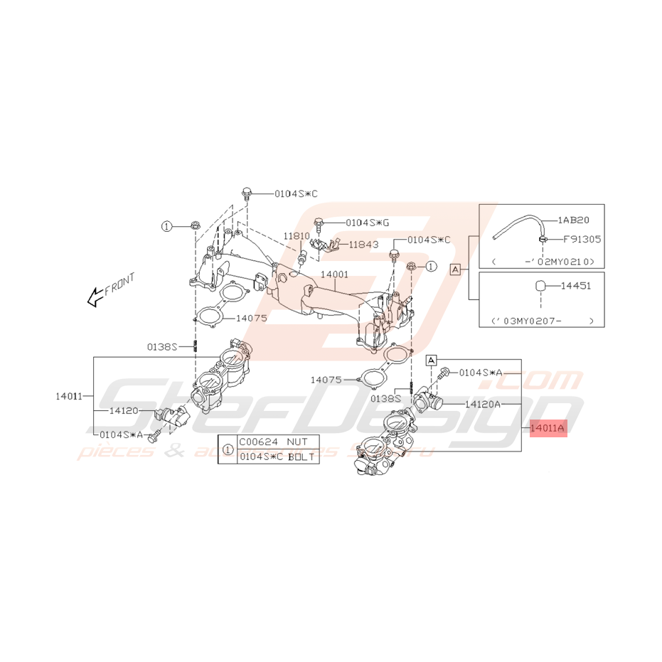 Collecteur d'Admission TGV Origine Subaru WRX 2003 - 2007