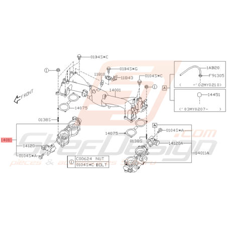 Collecteur d'Admission TGV Origine Subaru WRX 2001 - 2002