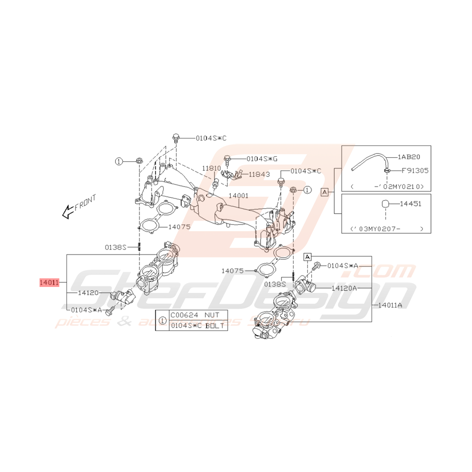 Collecteur d'Admission TGV Origine Subaru WRX 2003 - 2007