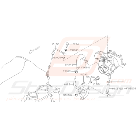 Schéma turbo compresseur Origine Subaru WRX 2003-2005