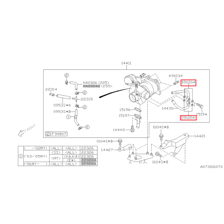 Rondelle cuivre pour vis d'arrivée turbo origine SUBARU