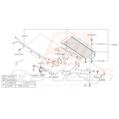 Schéma échangeur Origine Subaru STI 2001-2002