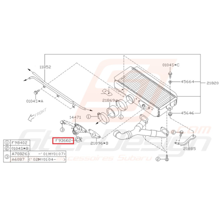 Attache tuyau Origine Subaru STI