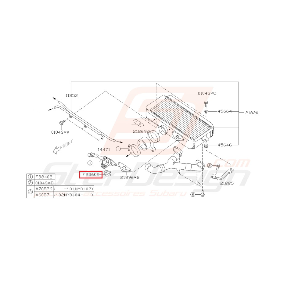 Attache tuyau Origine Subaru STI