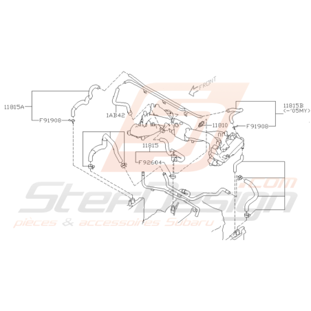 Schéma Durite et Valve PCV Origine Subaru WRX et STI 01 - 05