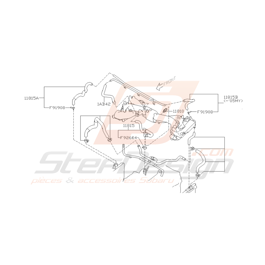 Schéma Durite et Valve PCV Origine Subaru WRX et STI 01 - 05