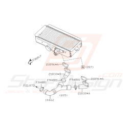Schéma conduits d'air de l'échangeur Origine Subaru WRX 2001-2005