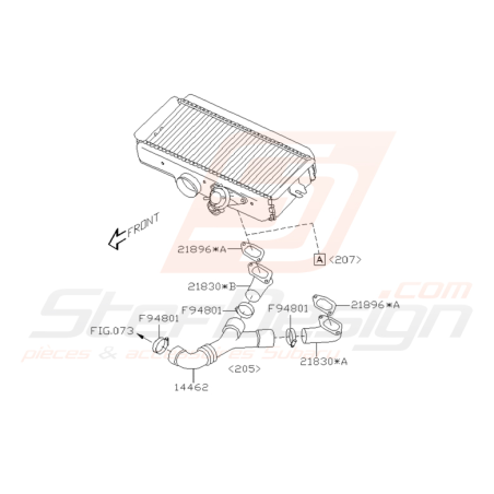 Schéma conduits d'air de l'échangeur Origine Subaru WRX 2001-2005