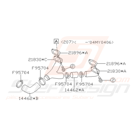 Schéma conduits d'air de l'échangeur Origine Subaru STI 2001-2005