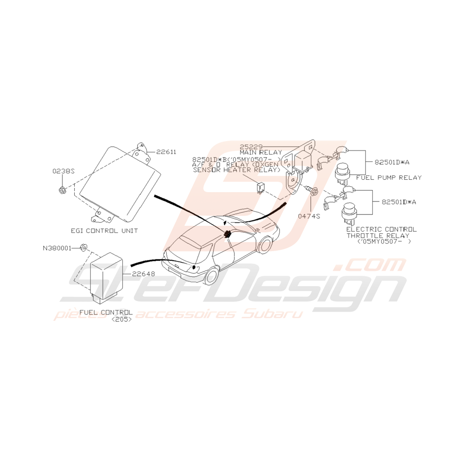 Relais et Sonde Moteur Origine Subaru WRX et STI 2001 - 2005