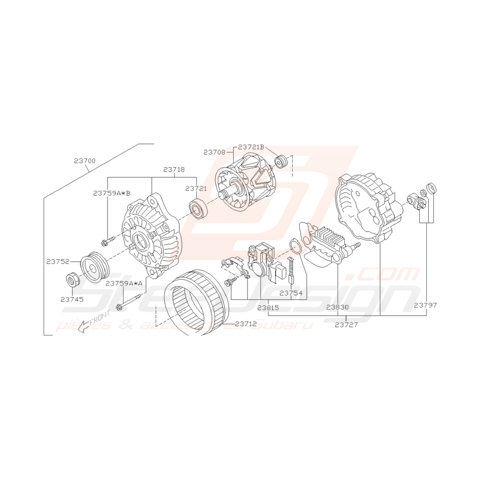 Schéma d'alternateur Origine Subaru WRX 2001-2005
