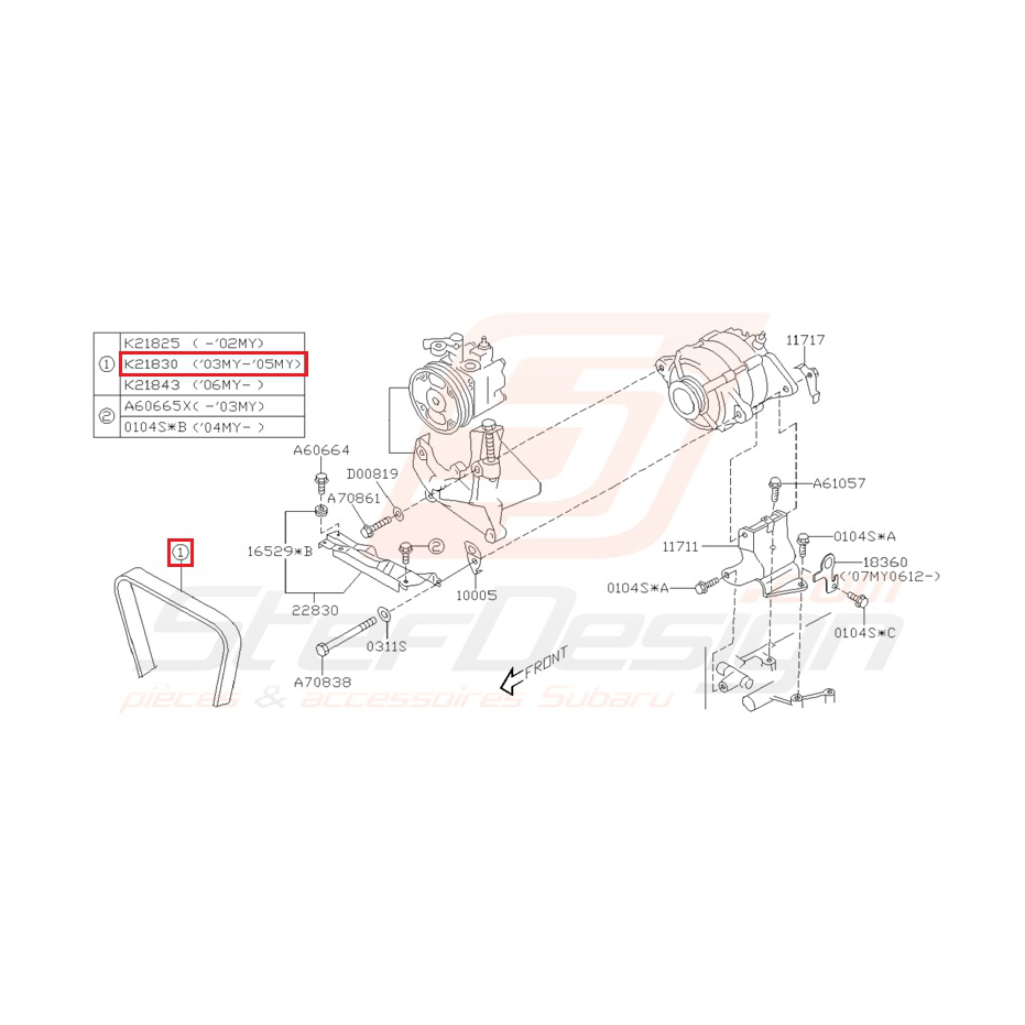 Courroie d'alternateur Origine Subaru WRX