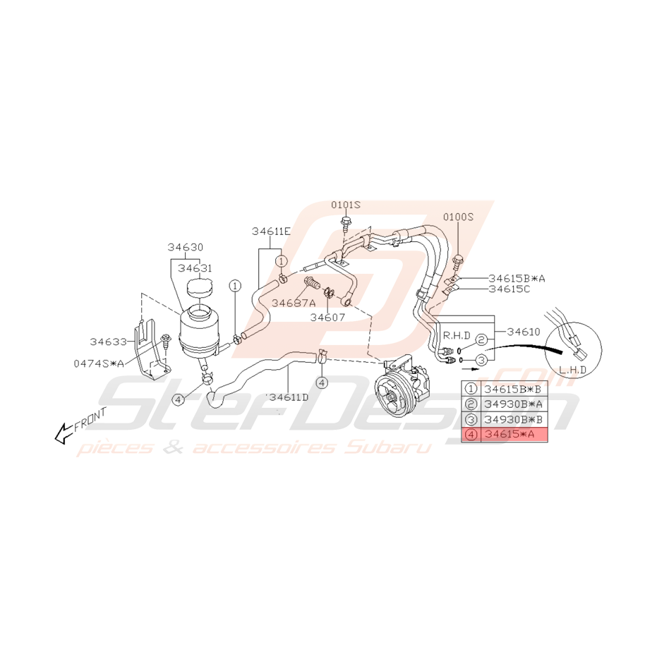 Collier Durite de Direction Assistée Origine Subaru WRX 2001 - 2002