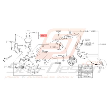 Bocal de Direction Assistée Origine Subaru STI 2001 - 2002