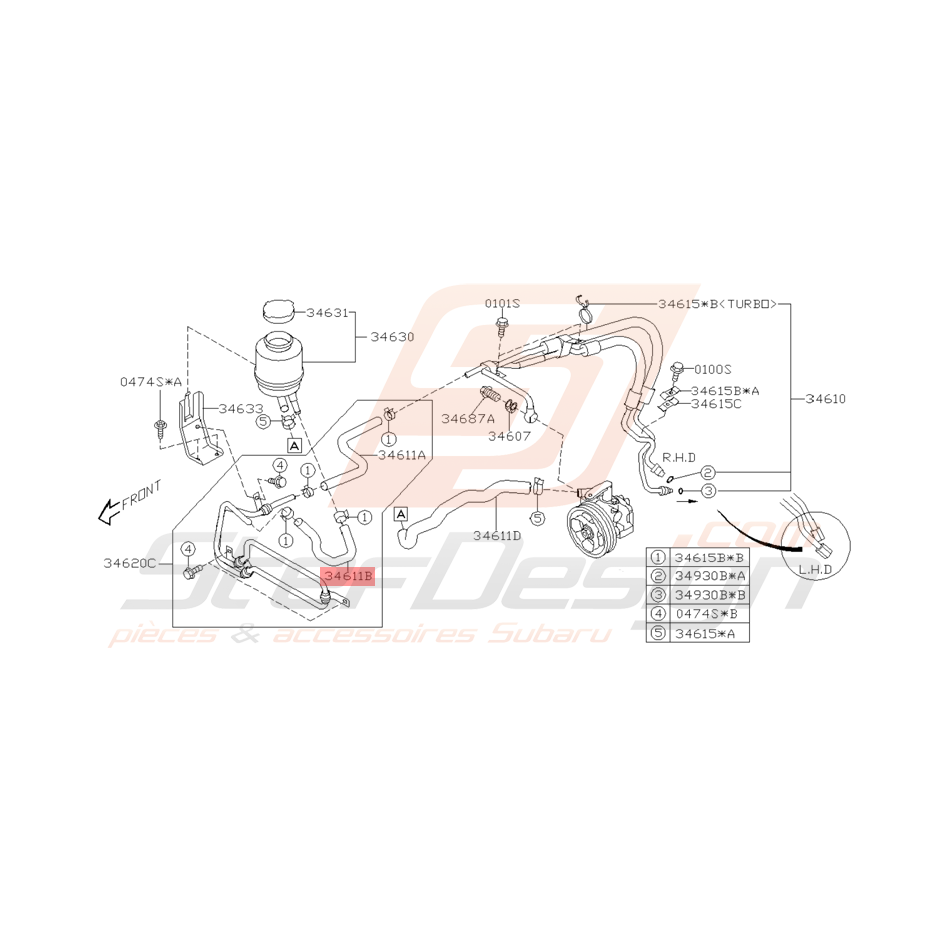 Durite de Direction Assistée Origine Subaru STI 2001 - 2002