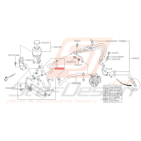 Durite de Direction Assistée Origine Subaru STI 2001 - 2002