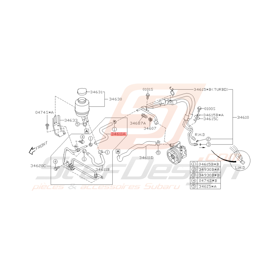 Durite de Direction Assistée Origine Subaru STI 2001 - 2002