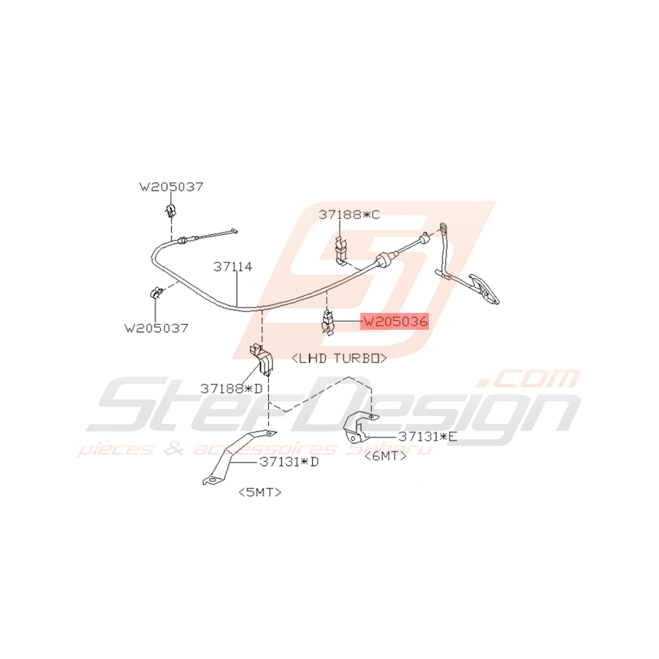 Agrafe Cable d'Accélérateur Origine Subaru WRX et STI 2001 - 2005  Agrafe Cable d'Accélérateur Origine Subaru WRX et STI 2001 - 2005