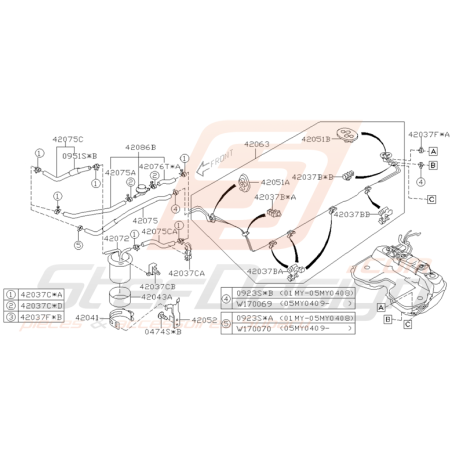 Schéma Canalisation de Carburant Origine Subaru WRX STI 01 - 05