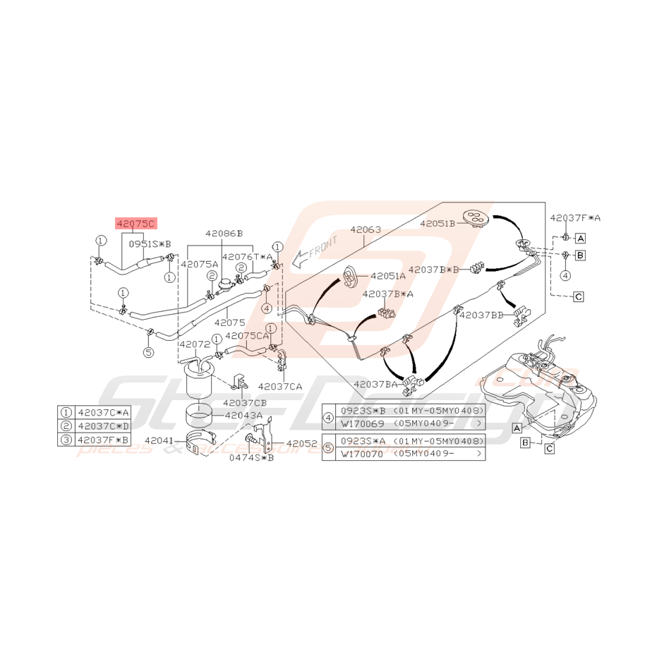 Durite d'arrivé de Carburant Origine Subaru WRX STI 07/02 - 05