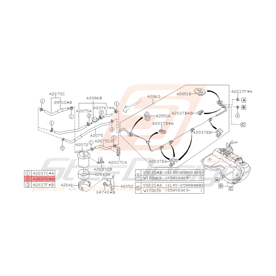 Collier Durite Essence Origine Subaru WRX STI 2001 - 2005