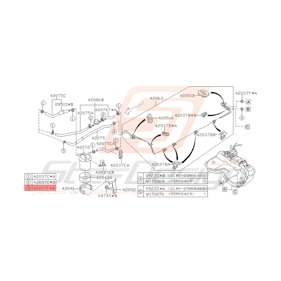 Attache Durite de Carburant Origine Subaru WRX STI 2001 - 2005 Attache Durite de Carburant Origine Subaru WRX STI 2001 - 2005