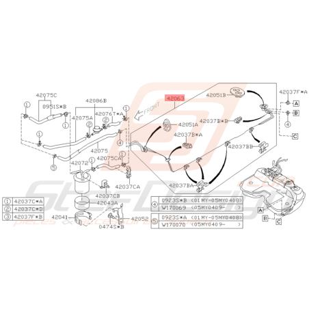 Canalisation Centrale de Carburant Origine Subaru WRX STI 01 - 05