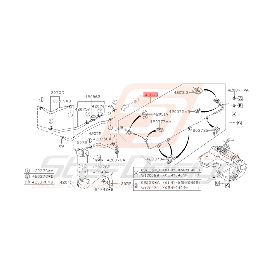Canalisation Centrale de Carburant Origine Subaru WRX STI 01 - 05