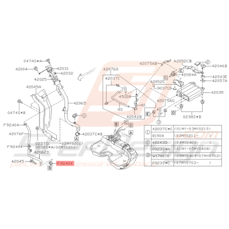 Attache Tuyau Origine Subaru WRX et STI 2001 - 2005