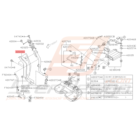 Protection de Conduit de Carburant Origine Subaru WRX STI 01 - 05