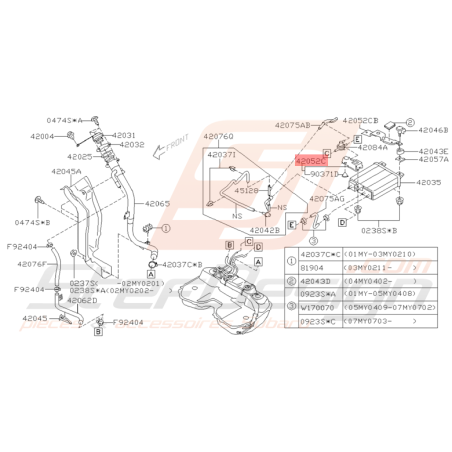 Support Canalisation de Carburant Origine Subaru WRX STI 01 - 05