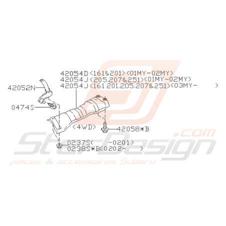 Schéma Tôle Pare Chaleur Origine Subaru WRX STI 2001 - 2005