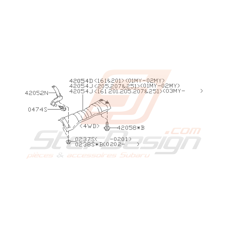 Schéma Tôle Pare Chaleur Origine Subaru WRX STI 2001 - 2005