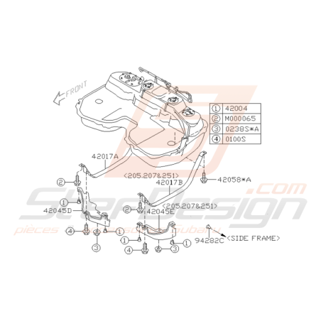 Schéma Bande de Support de Réservoir Origine Subaru WRX STI 01-05