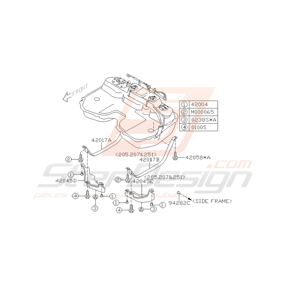 Schéma Bande de Support de Réservoir Origine Subaru WRX STI 01-05 Schéma Bande de Support de Réservoir Origine Subaru WRX STI 01-05