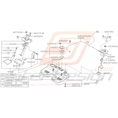 Schéma Réservoir et Pompe à Essence Origine Subaru WRX STI 01-05
