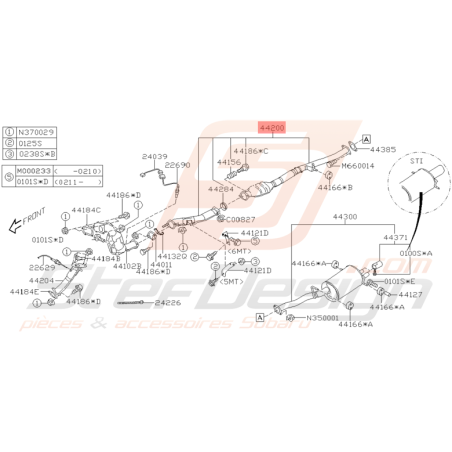 Echappement Origine Subaru WRX 2001 - 2002