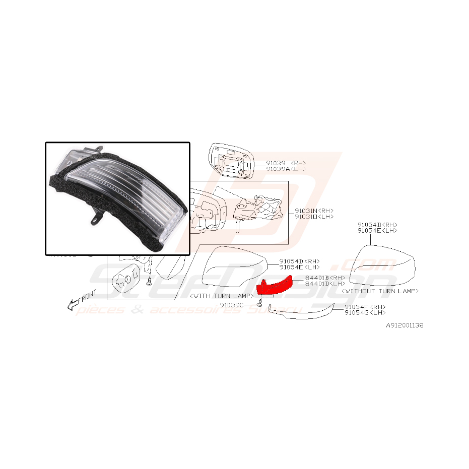 Clignotant de rétroviseur pour subaru STI 2015-2018 Clignotant de rétroviseur pour subaru STI 2015-2018