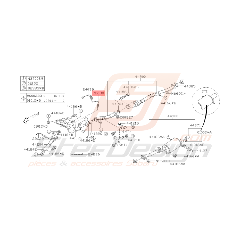 Sonde Lambda Origine Subaru WRX STI 2001 - 2002