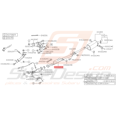 intermédiaire Origine Subaru WRX 2003 - 2005