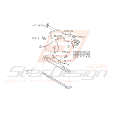 Schéma Durites de Refroidissement Origine Subaru WRX STI 01 - 02