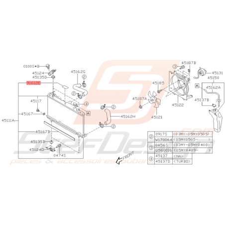 Etiquette Ventilateur Origine Subaru WRX STI 2003 - 2005